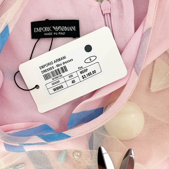 Emporio Armani Sleeveless Silk 3D Geometric Mini Dress Size 4 NWT Ballerina Pink - Picture 7 of 8
